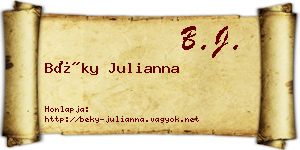 Béky Julianna névjegykártya